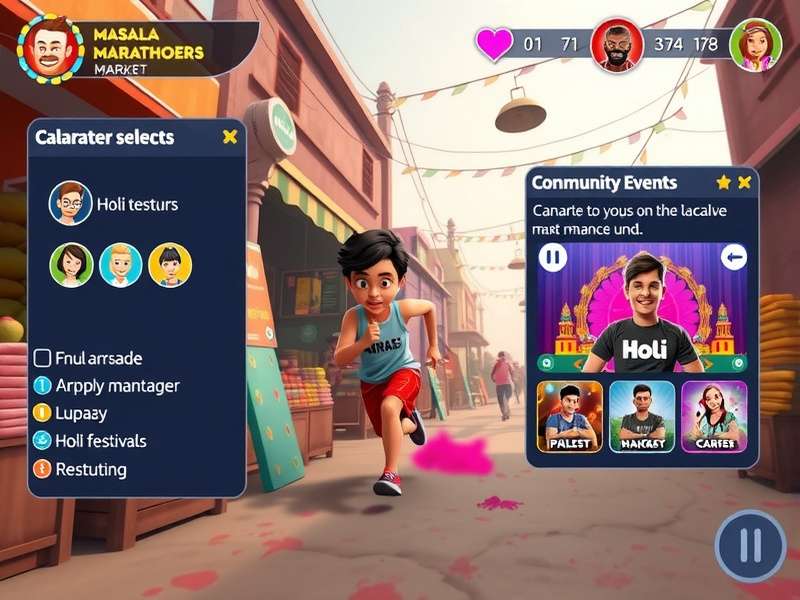 Masala Marathoners community event screenshot showing Holi festival theme